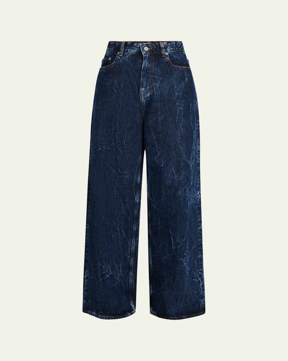 Crinkled Denim Jeans